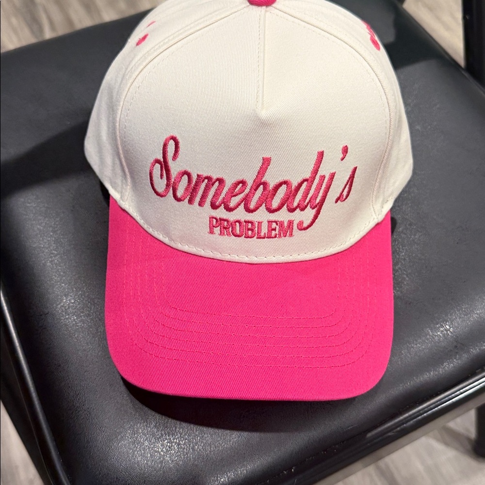 Pink and White Somebody's Problem Cap